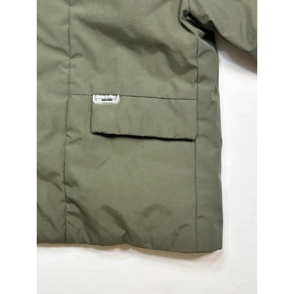 ZARA Baby Puffer Jacket Hooded Green 12-18 Months Winter Coat Snap Zip‎